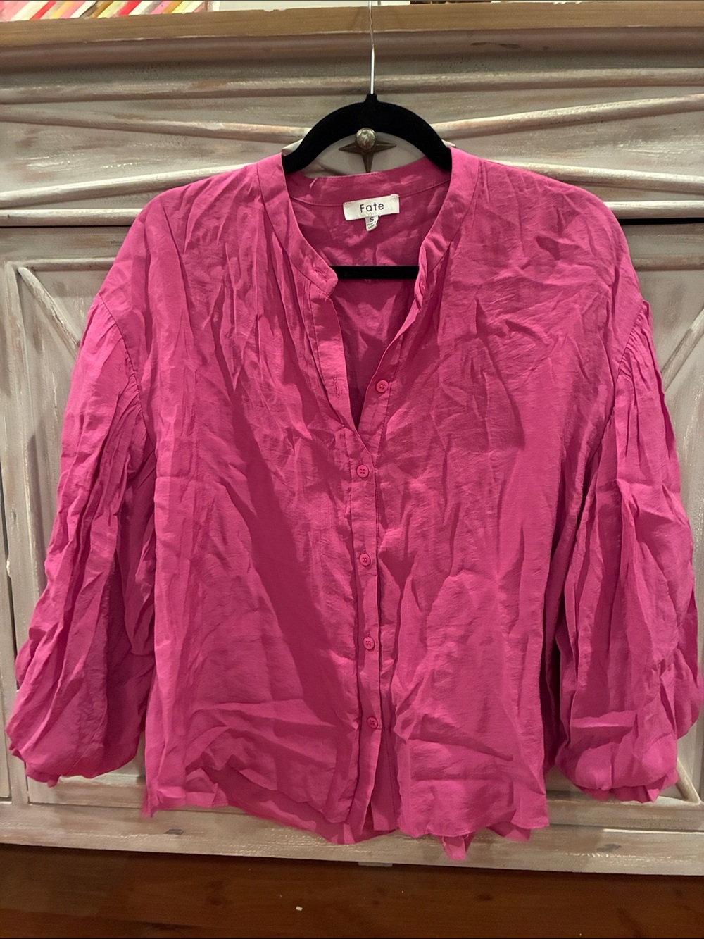 Fate Women's Bright Fuchsia Button-Front Blouse